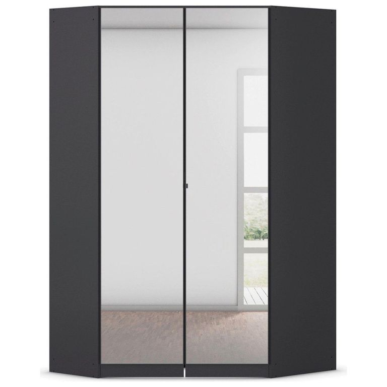 Rauch Costa 117cm 2 Door Mirrored Corner Wardrobe - Metallic Dark Grey