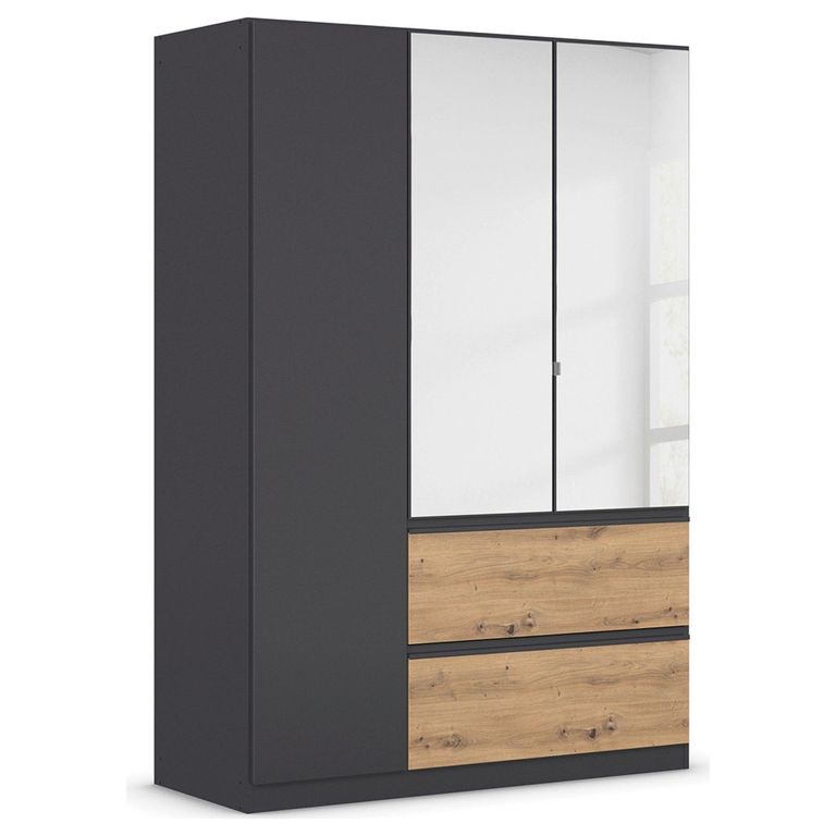 Rauch Costa 136cm 3 Door Combi Wardrobe - Metallic Dark Grey and Artisan Oak