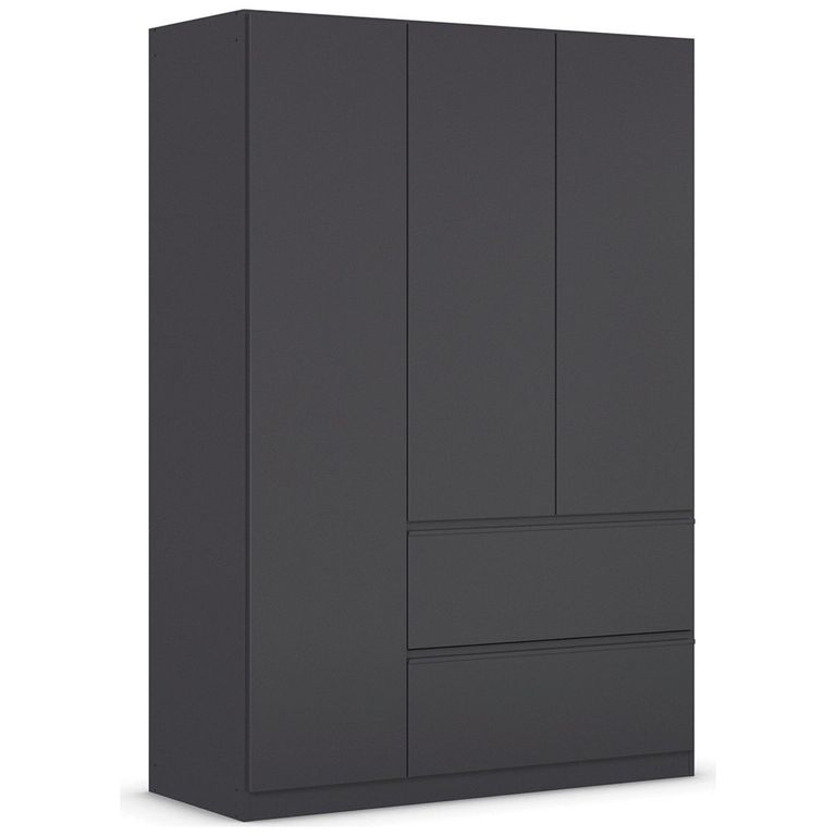 Rauch Costa 136cm 3 Door Wardrobe with Drawers - Metallic Dark Grey