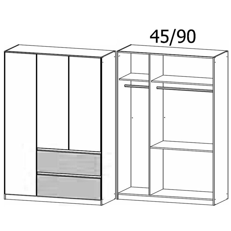 Rauch Costa 136cm 3 Door Wardrobe with Drawers - Metallic Dark Grey and Artisan Oak