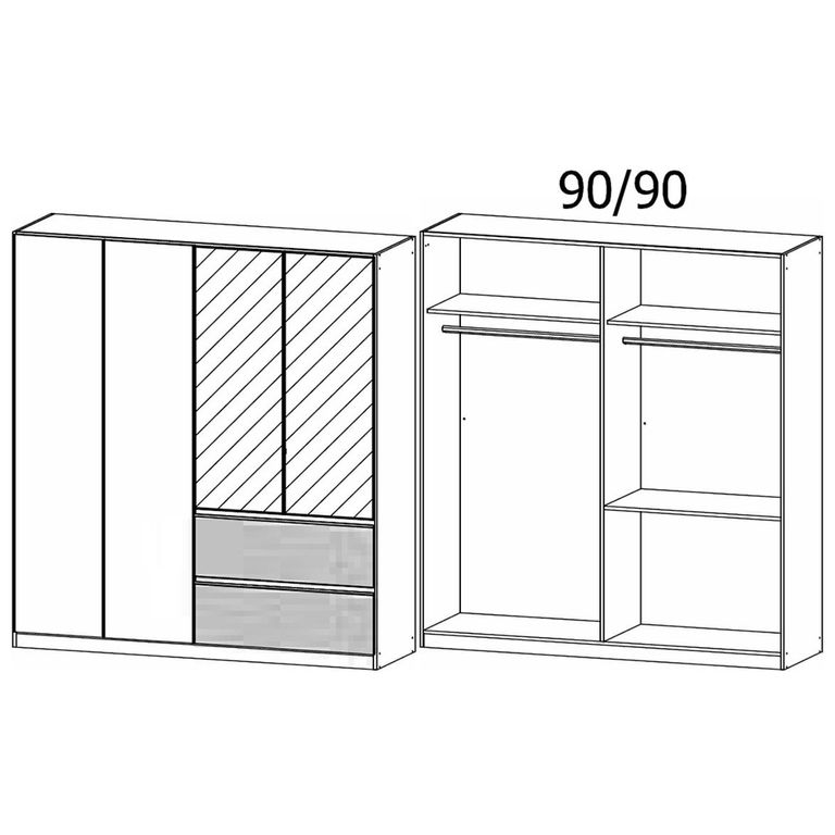 Rauch Costa 181cm 4 Door Combi Wardrobe - Alpine White