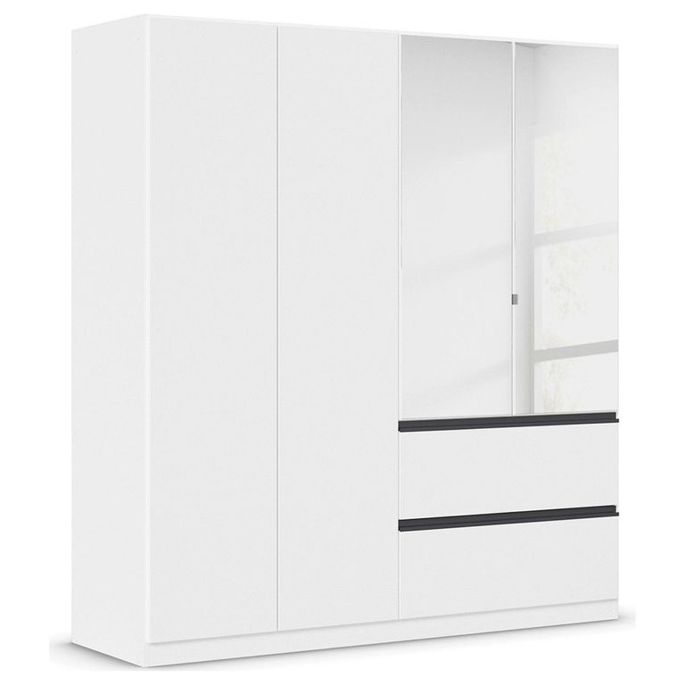 Rauch Costa 181cm 4 Door Combi Wardrobe with Metallic Dark Grey Handle - Alpine White