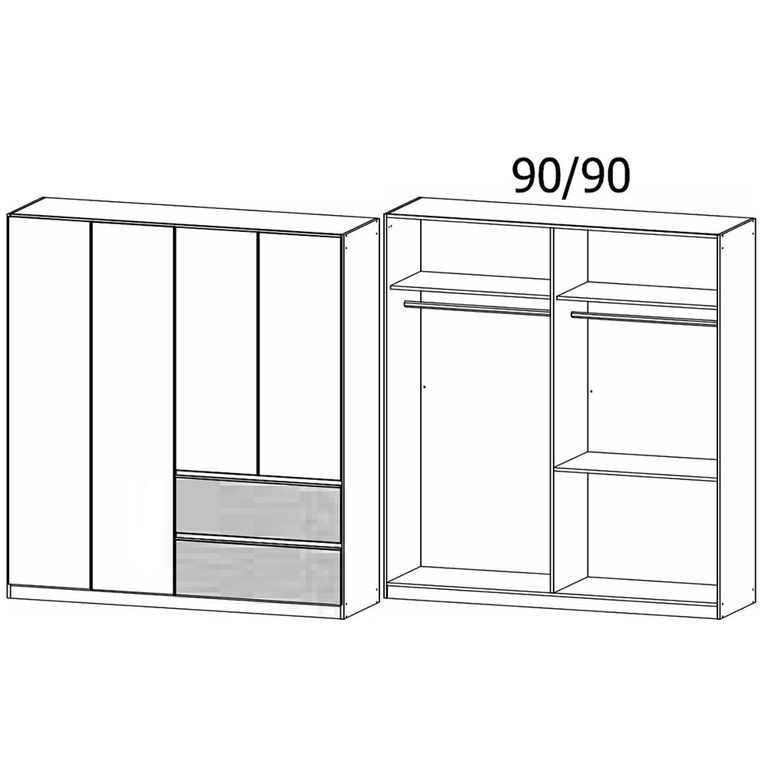 Rauch Costa 181cm 4 Door Wardrobe with Drawers - Alpine White