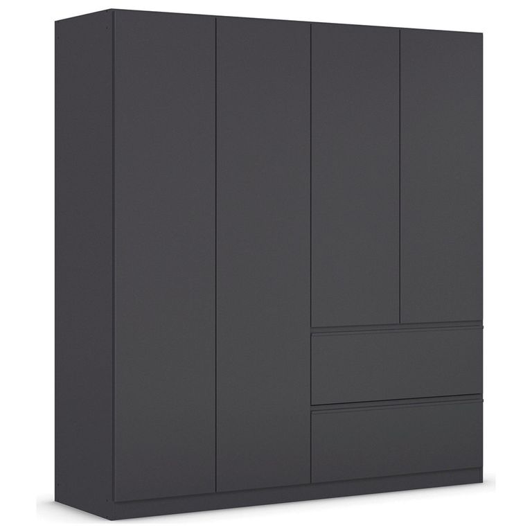 Rauch Costa 181cm 4 Door Wardrobe with Drawers - Metallic Dark Grey
