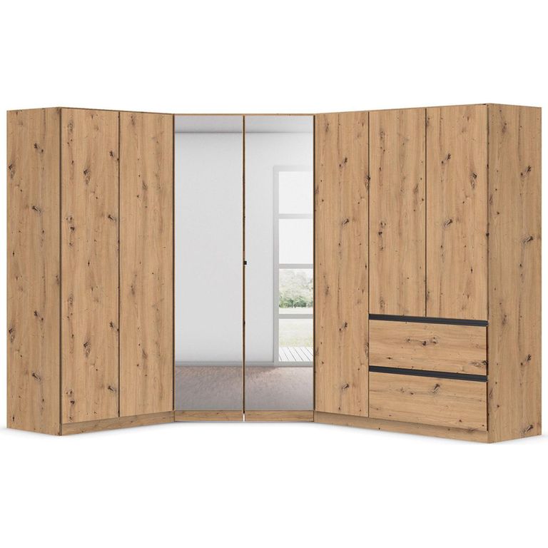 Rauch Costa 208cm 7 Door L-Shaped Corner Wardrobe - Artisan Oak