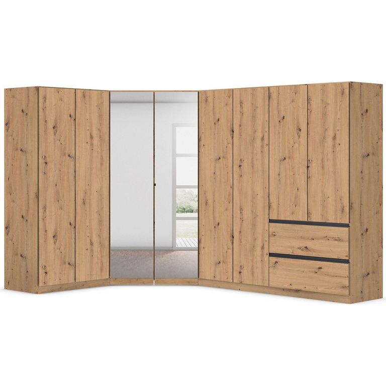 Rauch Costa 208cm 8 Door L-Shaped Corner Wardrobe - Artisan Oak