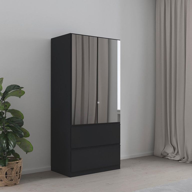 Rauch Costa 91cm 2 Door Combi Wardrobe - Metallic Dark Grey