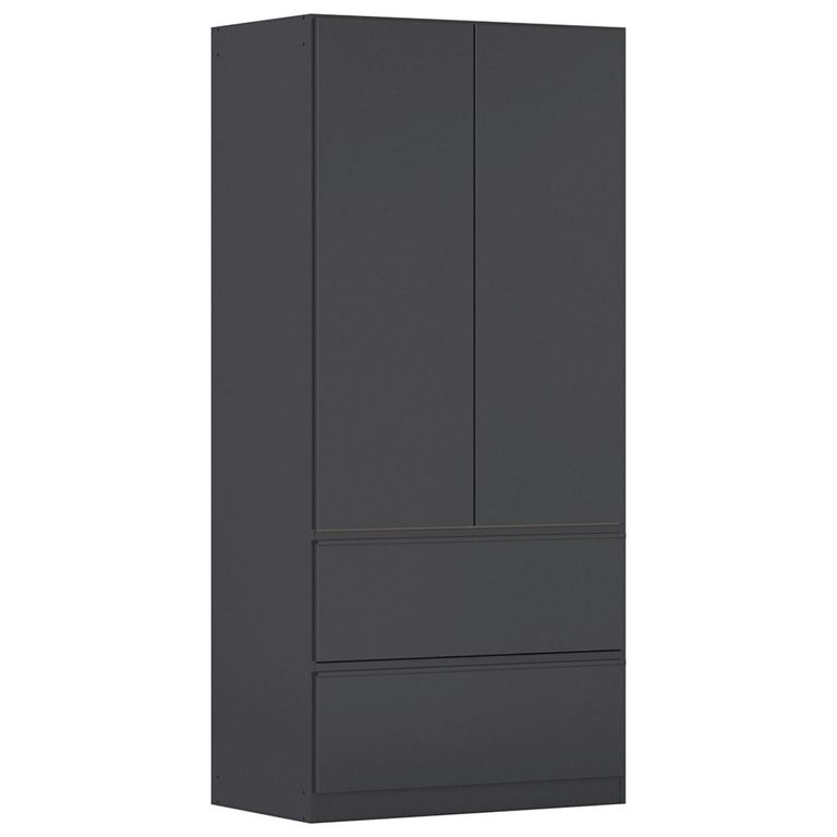 Rauch Costa 91cm 2 Door Wardrobe with Drawers - Metallic Dark Grey