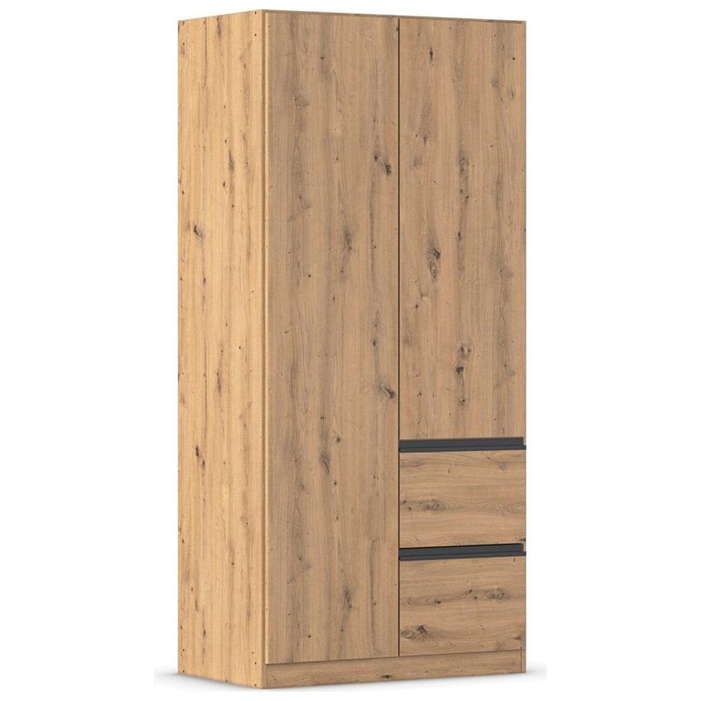 Rauch Costa 91cm 2 Door Wardrobe with LHF Drawers - Artisan Oak