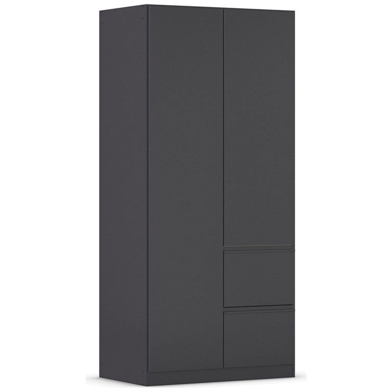 Rauch Costa 91cm 2 Door Wardrobe with LHF Drawers - Metallic Dark Grey