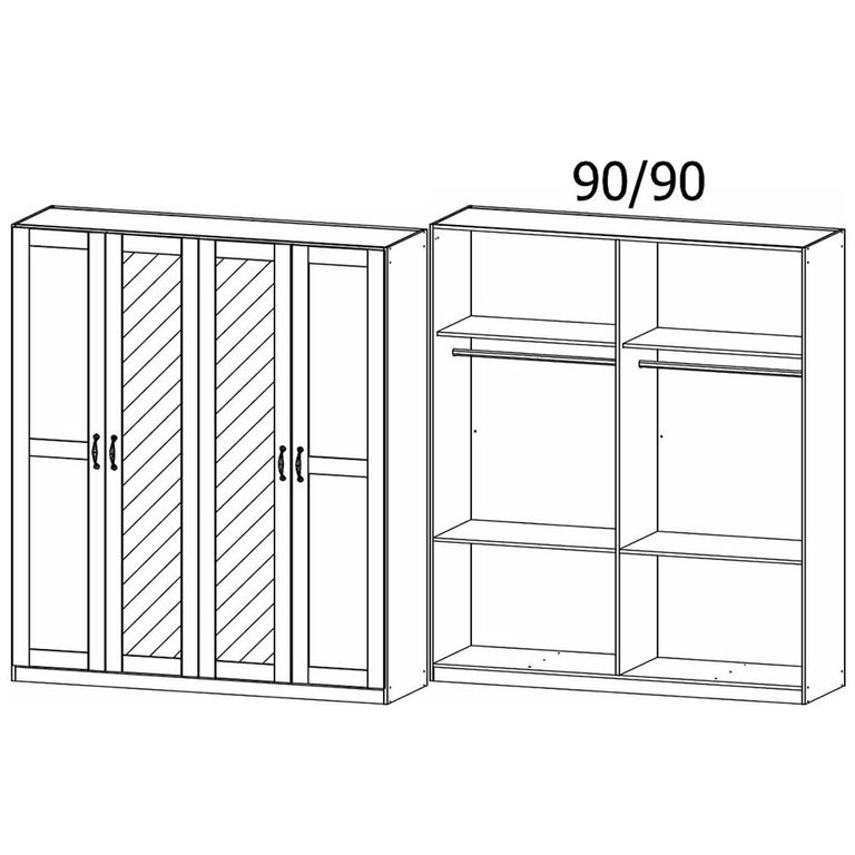 Rauch Cottage 181cm 4 Door Mirror Wardrobe - Alpine White