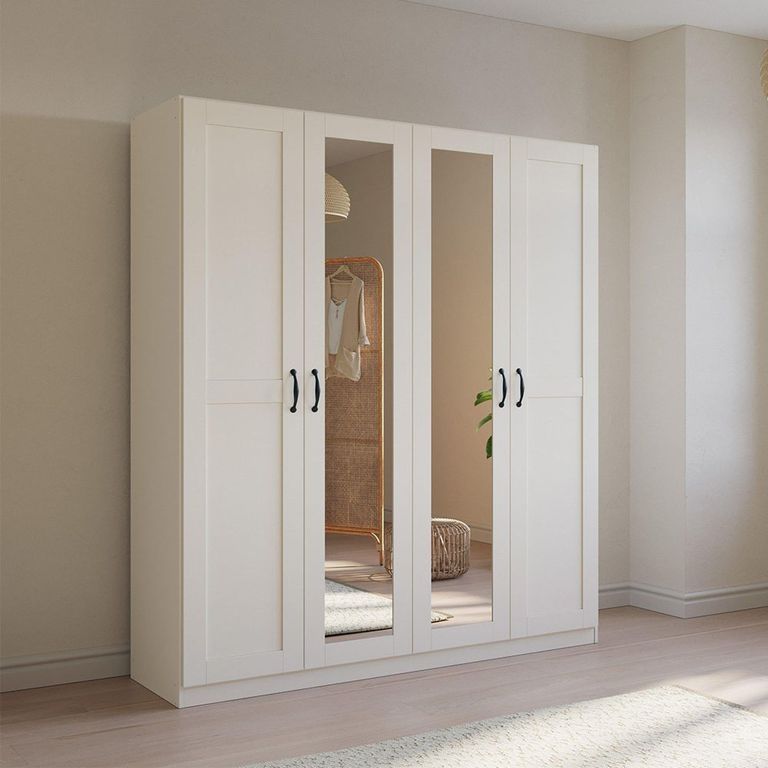 Rauch Cottage 181cm 4 Door Mirror Wardrobe - Alpine White