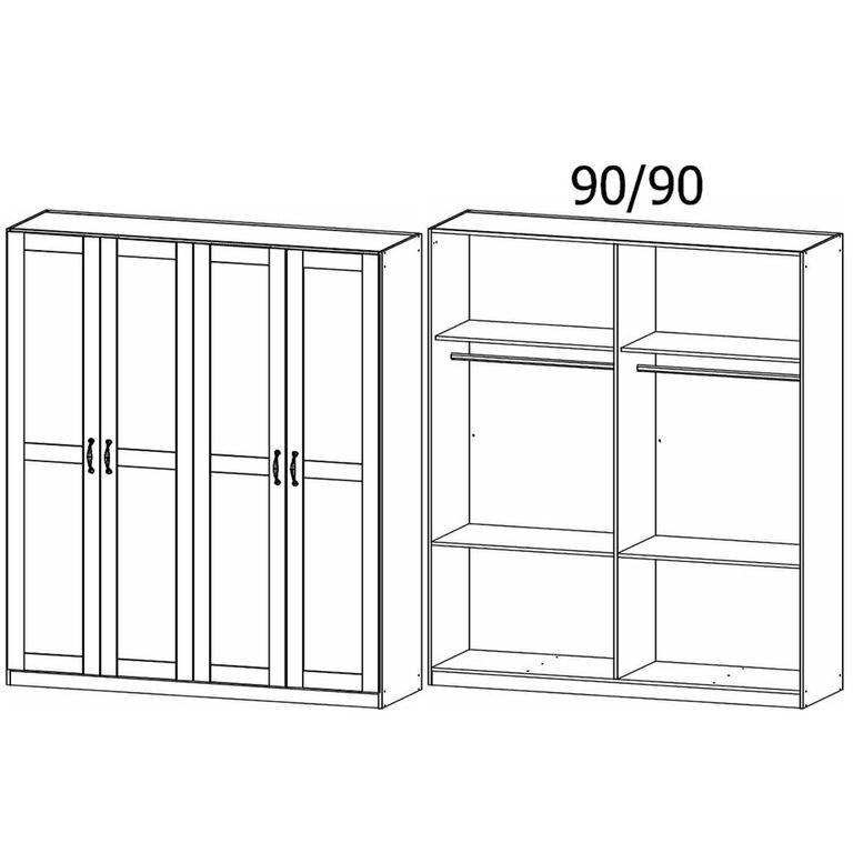 Rauch Cottage 181cm 4 Door Wardrobe - Alpine White