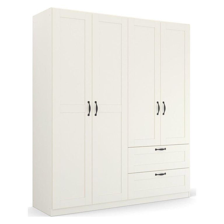 Rauch Cottage 181cm 4 Door Wardrobe with Drawers - Alpine White