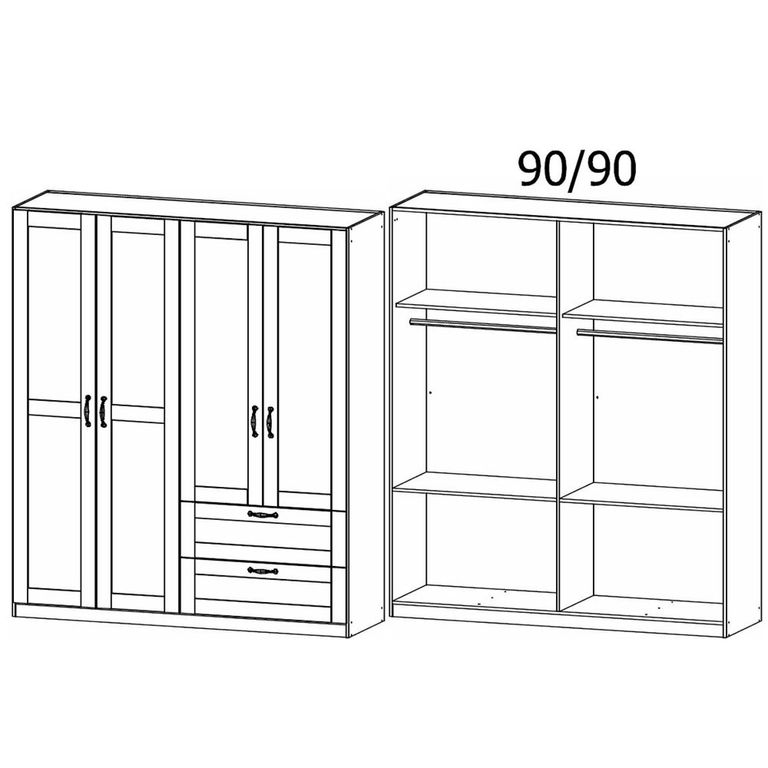 Rauch Cottage 181cm 4 Door Wardrobe with Drawers - Alpine White