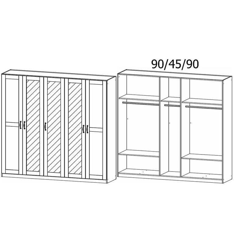 Rauch Cottage 226cm 5 Door Mirror Wardrobe - Alpine White