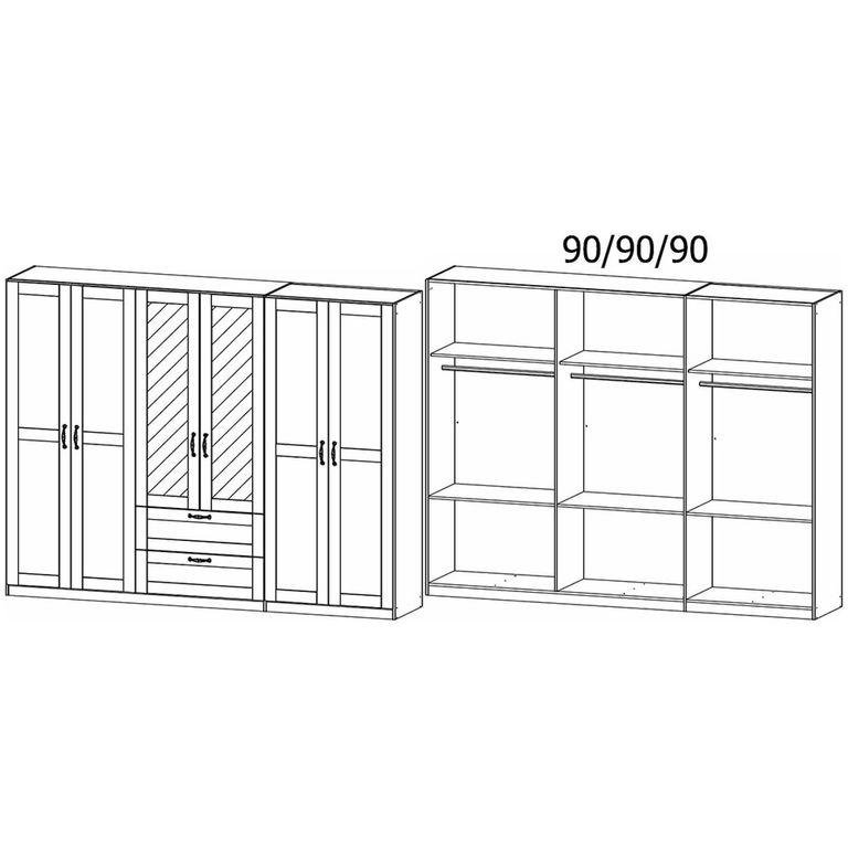 Rauch Cottage 271cm 6 Door Combi Wardrobe - Alpine White