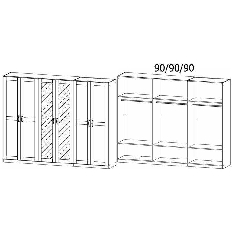 Rauch Cottage 271cm 6 Door Mirror Wardrobe - Alpine White
