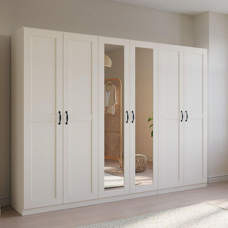 Rauch Cottage 271cm 6 Door Mirror Wardrobe - Alpine White