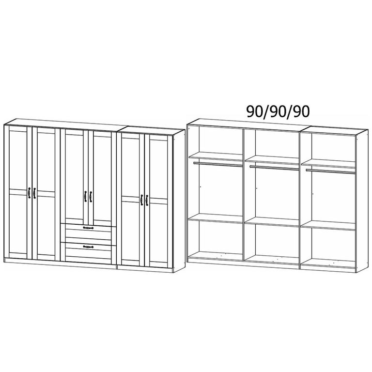 Rauch Cottage 271cm 6 Door Wardrobe with Drawers - Alpine White