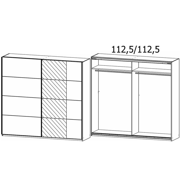 Rauch Credo 226cm 2 Door Sliding Wardrobe with Mirror - Silk Grey and Artisan Oak