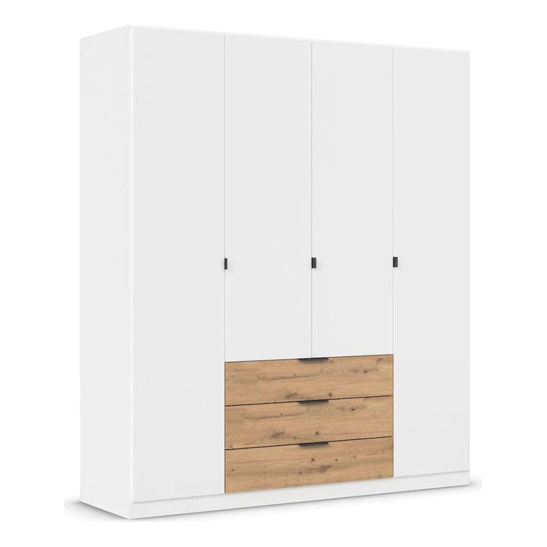 Rauch Davoa 181cm 4 Door Wardrobe - Alpine White and Artisan Oak