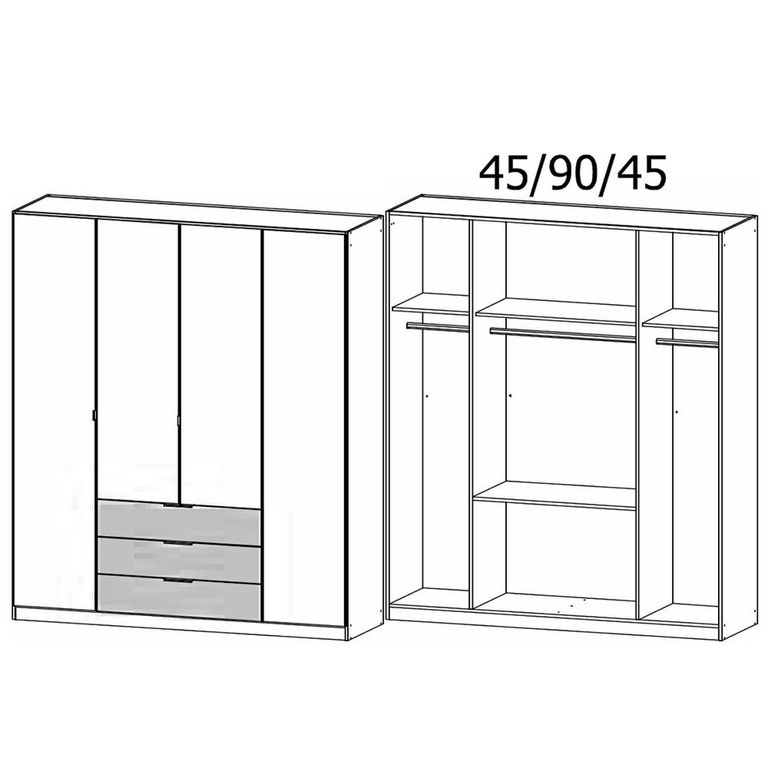 Rauch Davoa 181cm 4 Door Wardrobe - Alpine White and Artisan Oak