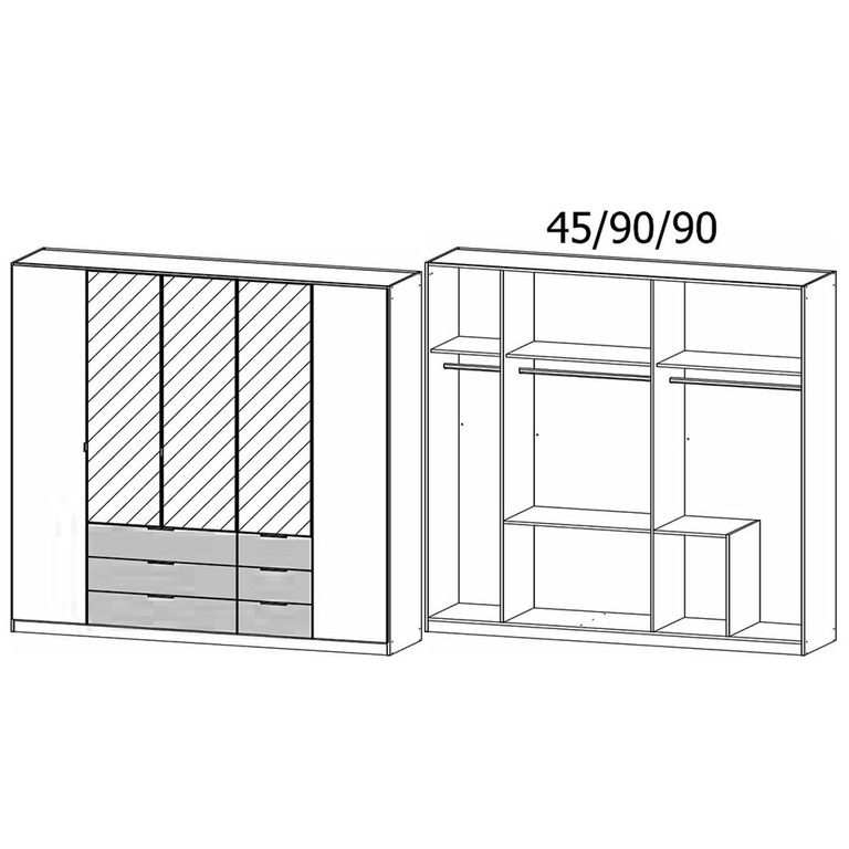 Rauch Davoa 226cm 5 Door Combi Wardrobe - Alpine White and Artisan Oak