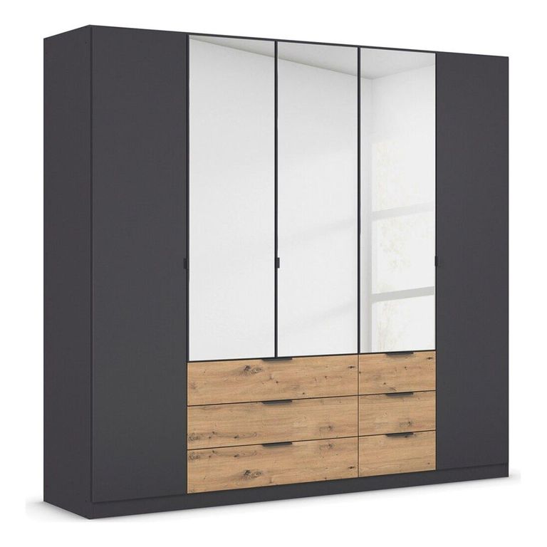Rauch Davoa 226cm 5 Door Combi Wardrobe - Metallic Dark Grey and Artisan Oak