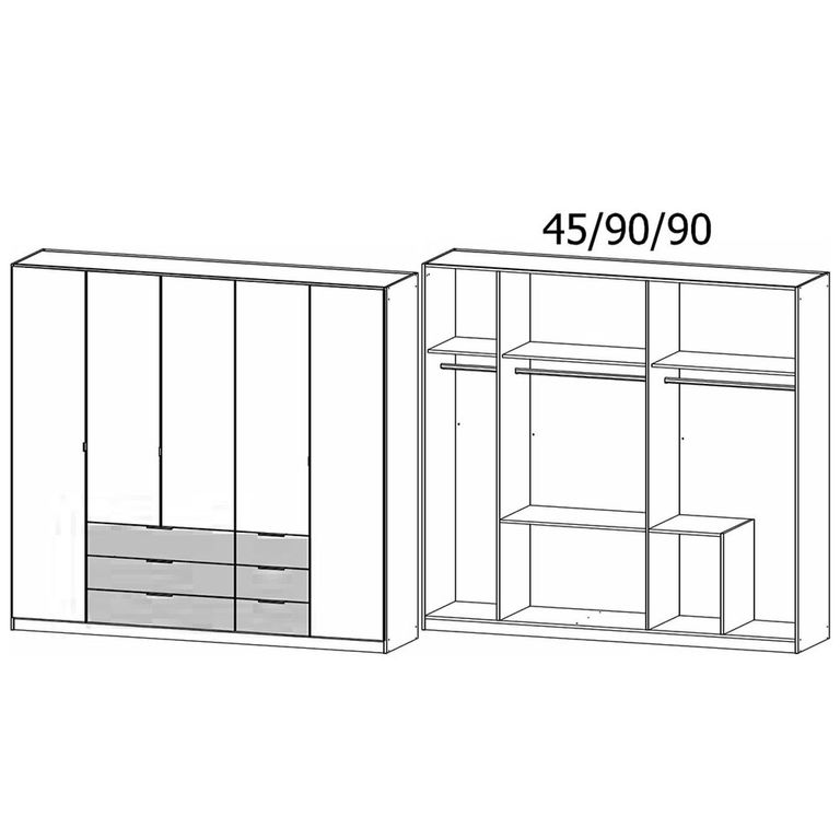 Rauch Davoa 226cm 5 Door Wardrobe - Metallic Dark Grey and Artisan Oak