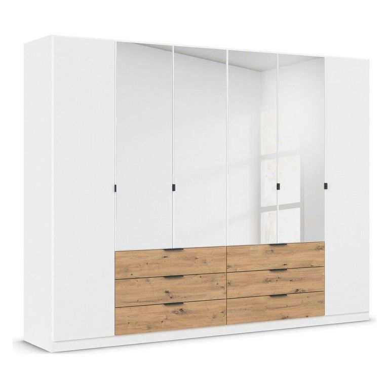 Rauch Davoa 271cm 6 Door Combi Wardrobe - Alpine White and Artisan Oak