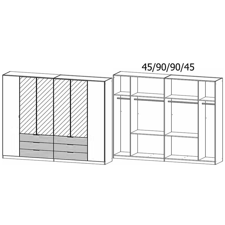 Rauch Davoa 271cm 6 Door Combi Wardrobe - Alpine White and Artisan Oak