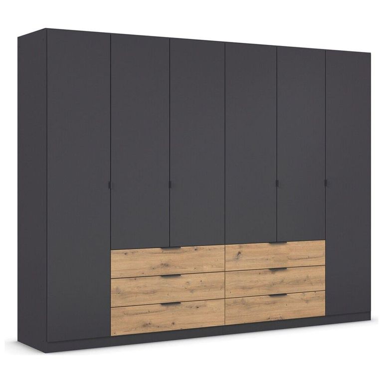 Rauch Davoa 271cm 6 Door Wardrobe - Metallic Dark Grey and Artisan Oak