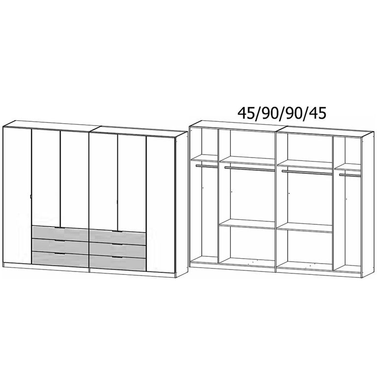 Rauch Davoa 271cm 6 Door Wardrobe - Metallic Dark Grey and Artisan Oak