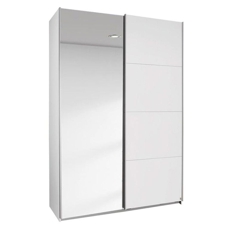 Rauch Elegant4you 136cm 2 Door Sliding Wardrobe with Mirror - Alpine White and White High Gloss