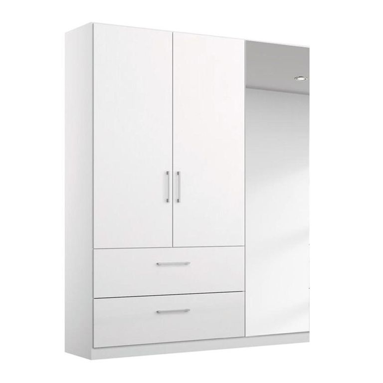 Rauch Elegant4you 136cm 3 Door Combi Wardrobe - 197cm - Alpine White and White High Gloss