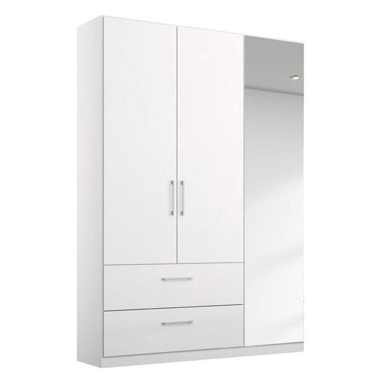Rauch Elegant4you 136cm 3 Door Combi Wardrobe - 210cm - Alpine White and White High Gloss