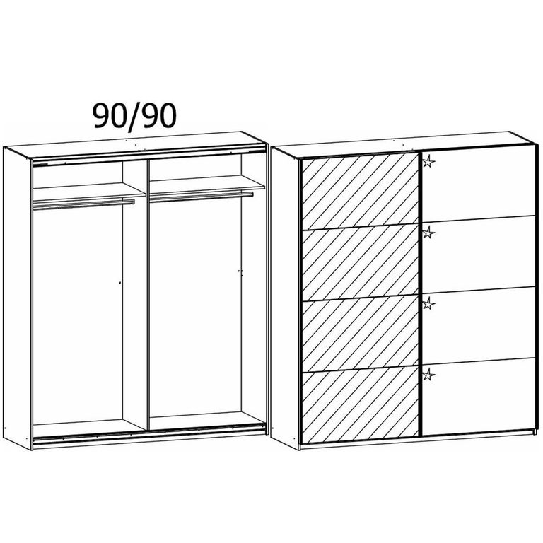 Rauch Elegant4you 181cm 2 Door Sliding Wardrobe with Mirror - Alpine White and White High Gloss