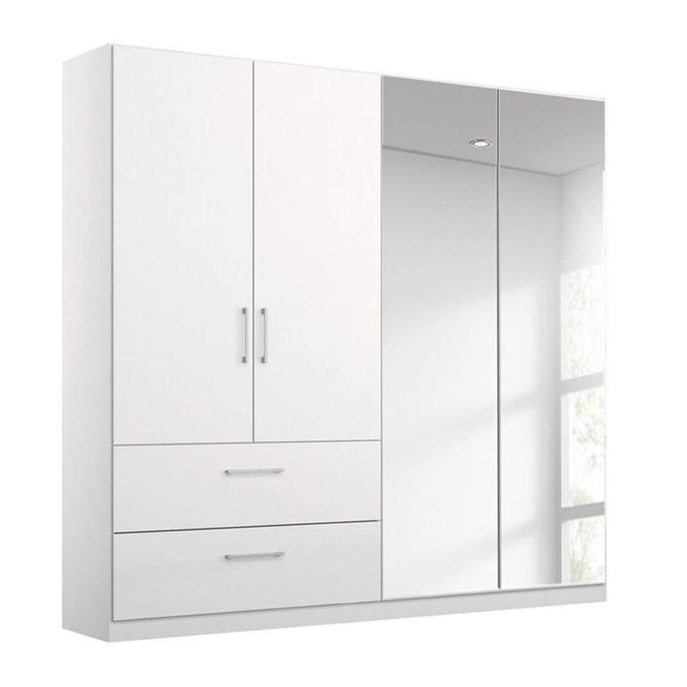 Rauch Elegant4you 181cm 4 Door Combi Wardrobe with 2 Drawer - 197cm - Alpine White and White High Gloss