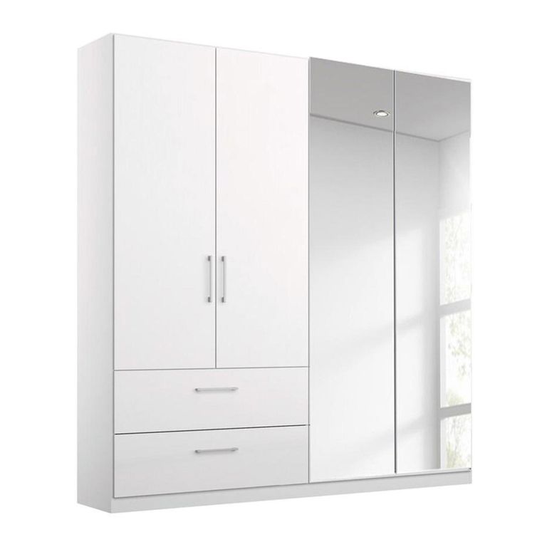 Rauch Elegant4you 181cm 4 Door Combi Wardrobe with 2 Drawer - 210cm - Alpine White and White High Gloss