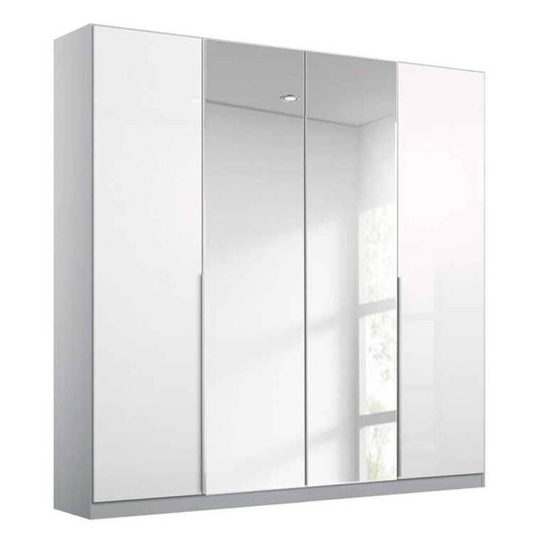 Rauch Elegant4you 181cm 4 Door Wardrobe with Mirror - 197cm - Alpine White and White High Gloss