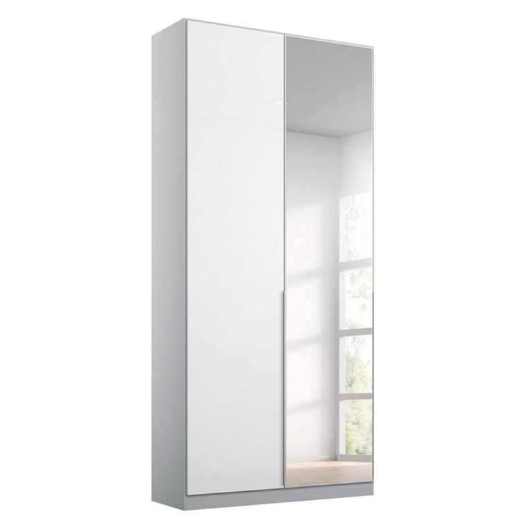 Rauch Elegant4you 91cm 2 Door Wardrobe with Mirror - 210cm - Alpine White and White High Gloss