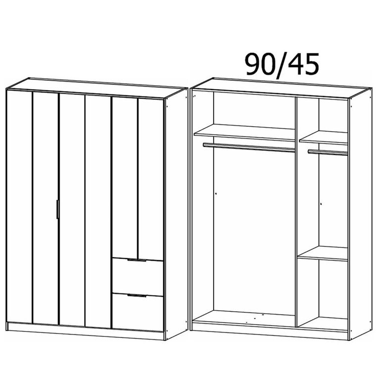 Rauch Ella 136cm 3 Door Wardrobe with Drawer - Metallic Dark Grey