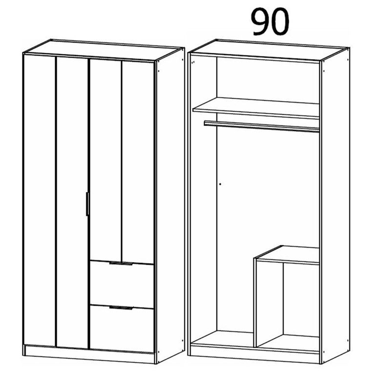 Rauch Ella 91cm 2 Door Wardrobe with Drawer - Champagne