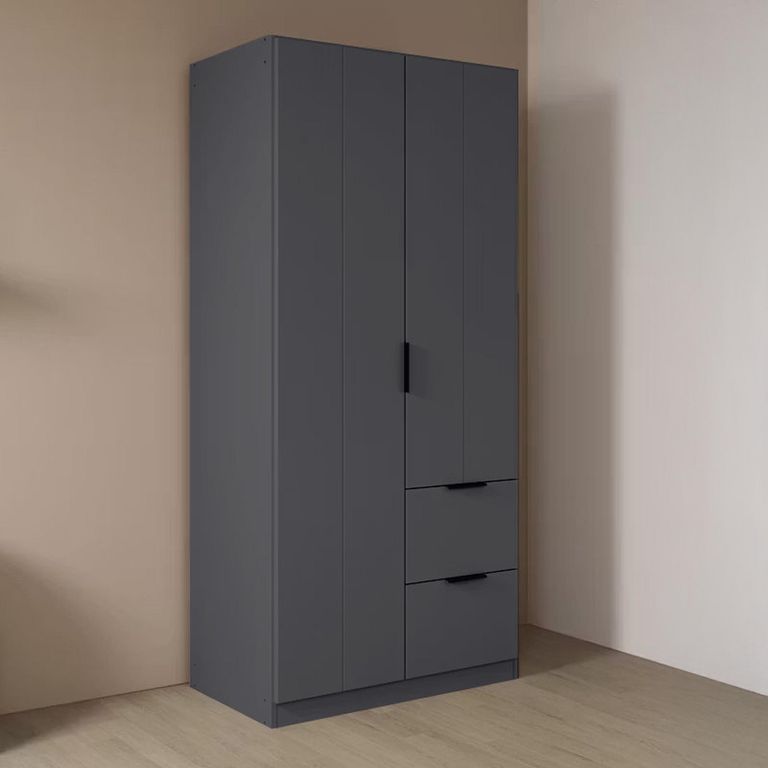 Rauch Ella 91cm 2 Door Wardrobe with Drawer - Metallic Dark Grey