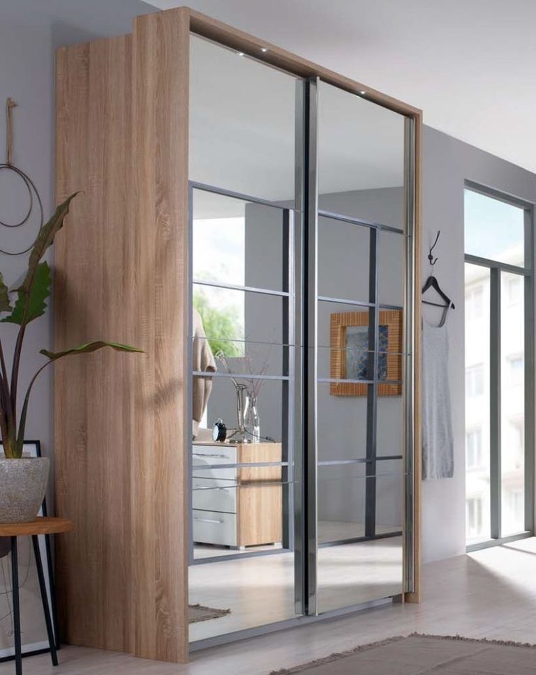 Rauch Ellesse 136cm Sonoma Oak 2 Door Full Mirrored Sliding Wardrobe