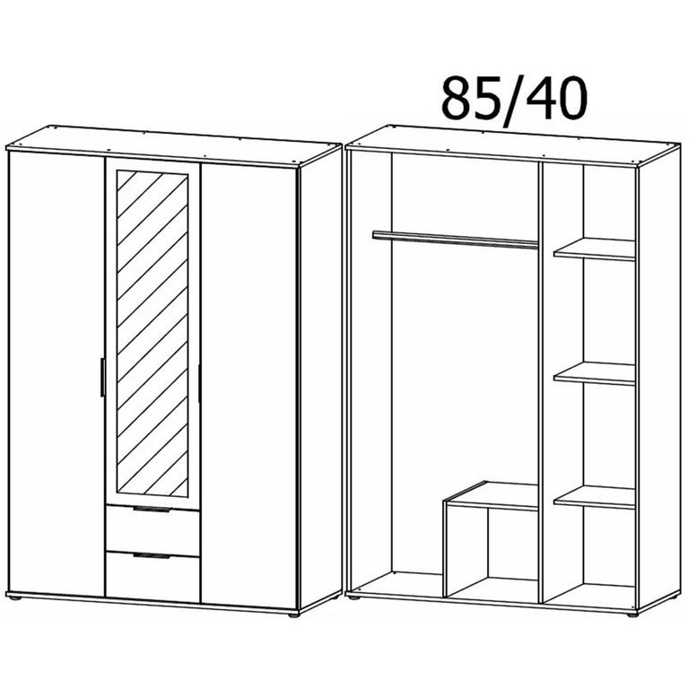 Rauch Essea 127cm 3 Door Combi Wardrobe - Alpine White