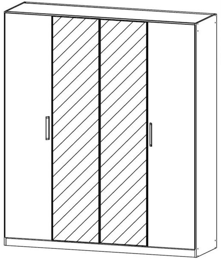 Rauch Essensa 181cm Basalt Glass 4 Door Mirror Wardrobe - Oak Carcase