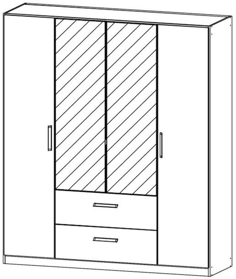 Rauch Essensa 181cm White 4 Door Combi Wardrobe - Oak Carcase