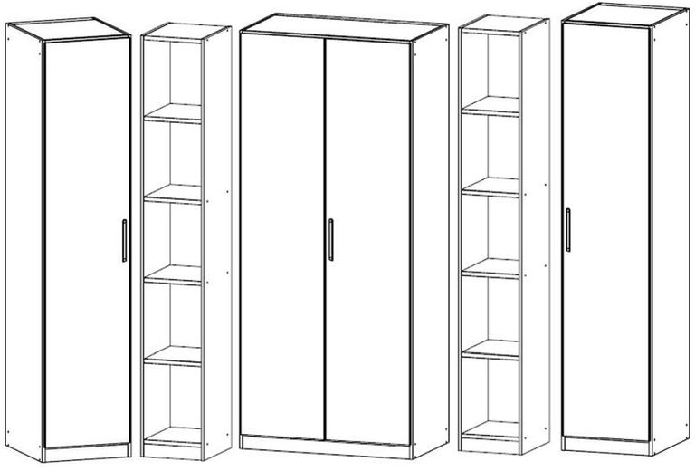 Rauch Essensa 251cm Basalt Glass 4 Door L Shaped Wardrobe - Oak Carcase